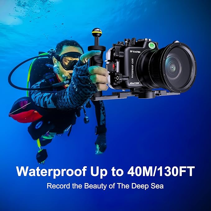 Sea frogs Waterproof Camera Housing Compatible with Sony A7M4 28-70MM IPX8 40m/130ft Maximum Diving Depth Underwater Camera Case A7 IV for Diving, Surfing, Rowing, Skiing A7-4