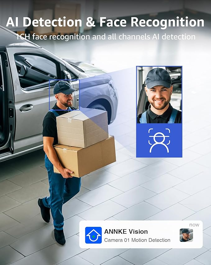 ANNKE 32CH AI NVR Recorder, H.265+ 12MP PoE Network Video Recorder, Facial Recognition, AI Motion Detection, Support 32x 12/8/5/4MP IP Cam, 16 Port Expandable NVR, 4 SATA Support 40TB, NO HDD Included