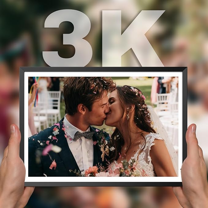 NexFoto 13.5 Inch Touchscreen Digital Picture Frame, 3K Resolution Digital Photo Frame 64GB WiFi, Unboxing Gift Mode, Add Photos from Google Photos, Share Videos, for Friends, Mom, Black