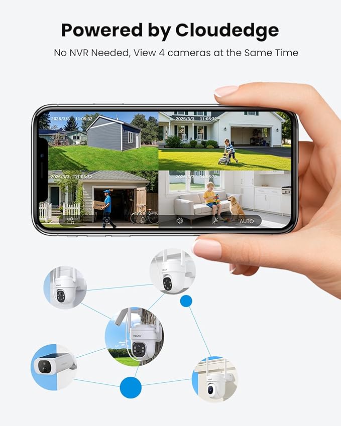 Solar Security Cameras Wireless Outdoor, 2 Pack 3MP Security Cameras Wireless Outdoor, Pan Tilt 360°WiFi Camera with Color Night Vision/PIR Sensor/2-Way Audio/Alexa/Google Assistant