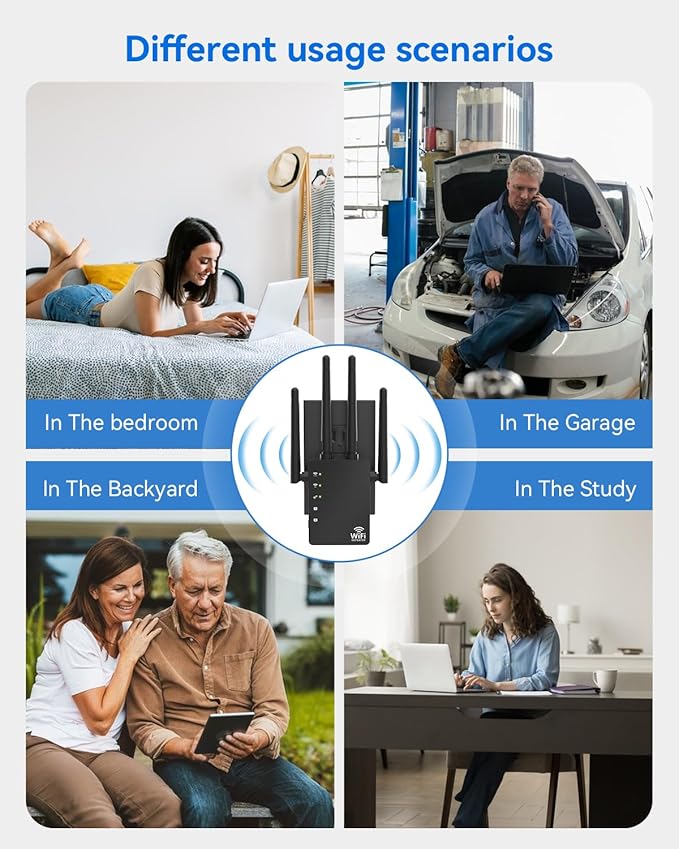 WiFi Extender Signal Booster for Home, WiFi Extender, Long Range up to 12880 Sq Ft and 105 Devices, Internet Extender WiFi Booster, WiFi Repeater with Ethernet Port, Signal Booster(Black)