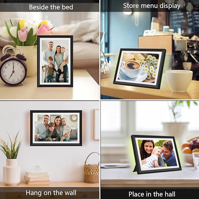 32GB FRAMEO 10.1 Inch WiFi Digital Photo Frame with LED Light, 1280x800 HD IPS LCD Touch Screen, Auto-Rotate Portrait and Landscape, 32GB Storage, Share Moments Instantly via Frameo App from Anywhere