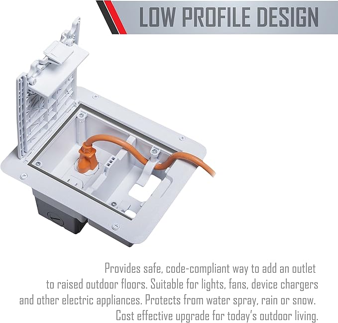 TayMac DOC320W Outdoor Comforts White In-Use Weatherproof Outlet Cover, Electrical Outlet Cover with Extension Cord Clamps for Duplex, Decorator, Outdoor Outlet Cover for Deck Box, White, 1 Gang