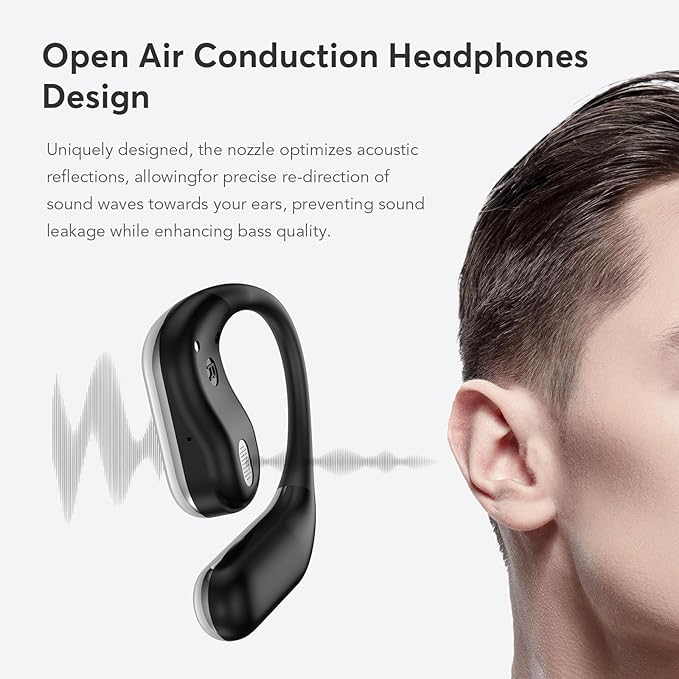 Open Ear Bluetooth 5.4 Earbuds, Wireless Headphones Sport Over Earphones Built-in Mic with Ear Hooks 50H Playtime with LED Display Charging Case Ergonomic IPX7 Waterproof for Running Fitness