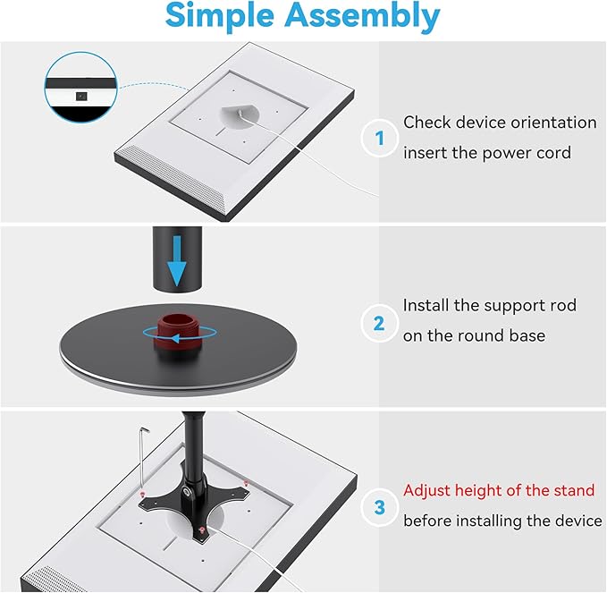 Almoz Desk Stand for Echo Show 21, Echo Show 15 (All Generations), Raises Up to 9.5" from Desk, Tilt and Swivel Mount for Alexa Echo Show 21, No Tools Required, Stable Centered Rod Design (UP-Blcak)