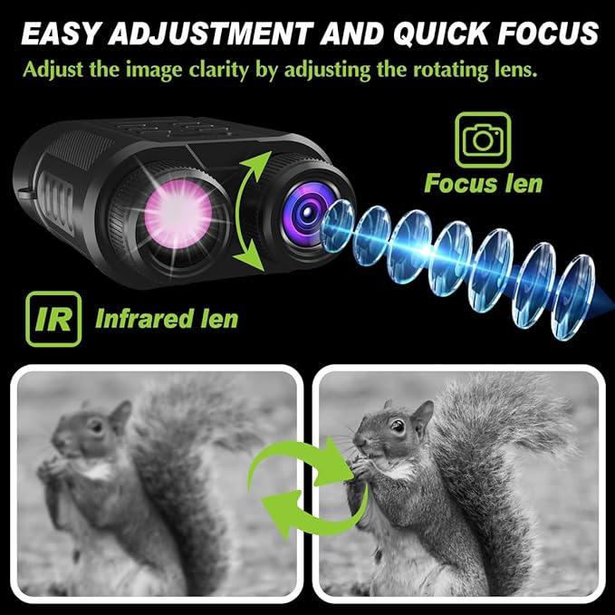 Night Vision Goggles - 4K HD Upgraded 850nm IR Night Vision Binoculars - 8X Digital Zoom, Rechargeable Night Vision Device with Camera Built in, Save Photos and Videos, Flashlight for Camping Hunting