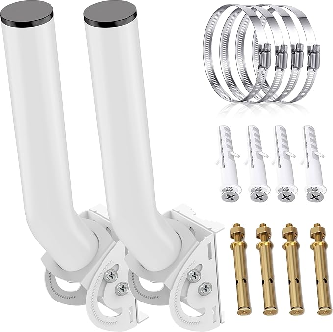 Universal Wireless Bridge Bracket Mount,12''(H) - Φ1.38‘’ Dual Screws Fixing Pole and Wall Mounted Mounting Mast Kit for Outdoor TV Antenna, Point to Point AP Access Point, Client Bridge CPE (2-Pack)