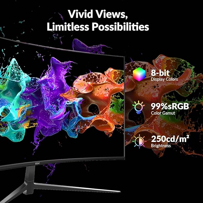 ZZA 27 Inch Curved Monitor with 1920 * 1080P|100Hz/120Hz/144Hz Computer Monitor 27 inch with HDMI *1,VGA*1 and Tilt Adjustable,VESA Compatible Eye Care PC Office Monitor for Working and Gaming