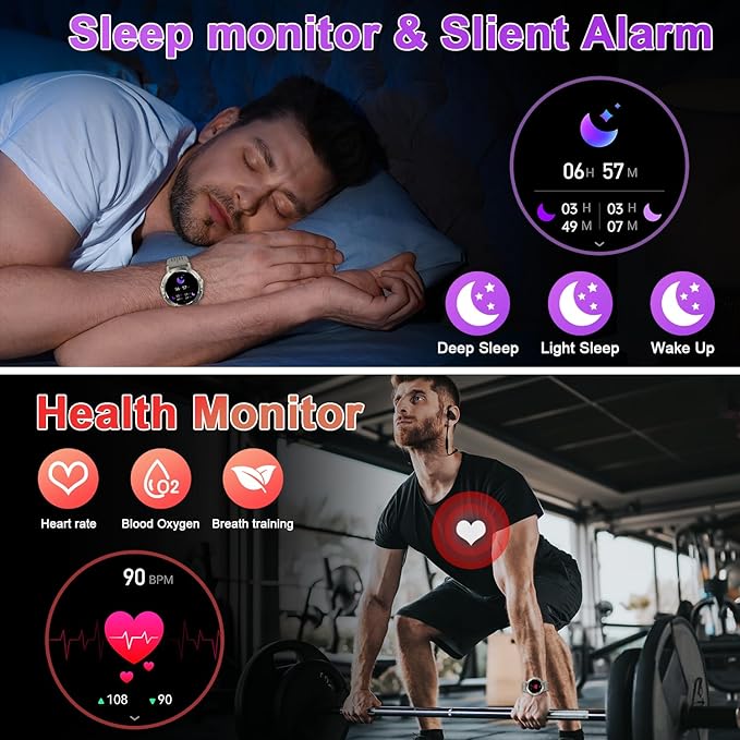 Smart Watch for Men Fitness Tracker: Bluetooth Waterproof Make Answer Call Digital Mens Watches Running Smartwatch for Android Phones iPhone Samsung Compatible Step Pedometer Sleep Heart Rate Monitor
