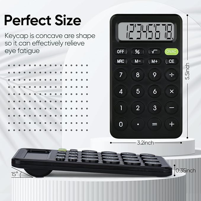 Basic 4 Function Calculator for Students and Office: Small, Portable, and Easy-to-use - Suitable for School and Office Essentials (Black)