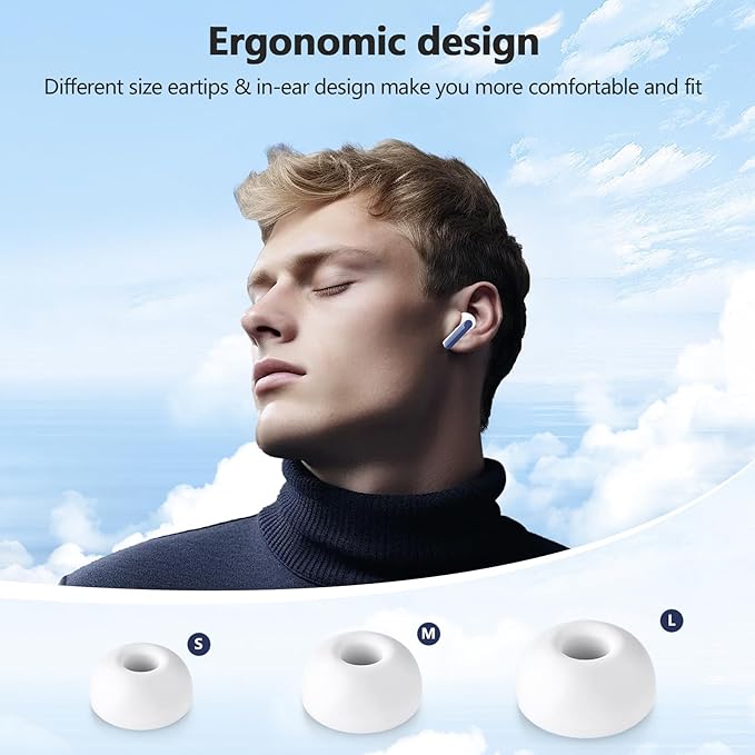 Wireless Earbuds 2025 NEW Bluetooth 5.4 Headphones Bass 3D Stereo,In-Ear Earphones with 4 ENC Noise Cancelling Mic,48H Playtime with LED Display, IPX7 Waterproof for Laptop Android iOS, Gemstone Blue