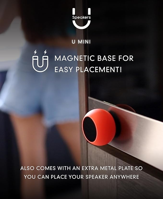 Fashionit U Mini - Small Bluetooth Speaker Wireless - Mic & Remote Shutter, Portable Bluetooth Speakers, Rich Sound for Home & Outdoor, Stocking Stuffers, White Elephant Gifts for Adults - Red