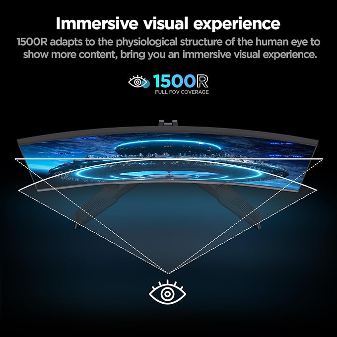 KOORUI 24 inch Curved Gaming Monitor 180Hz FHD 1080P Computer Monitor, 1ms 1500R Display, Adaptive Sync, FreeSync Premium, HDMI 2.0X2 & DP 1.2, VESA, Tilt, 24E6CA