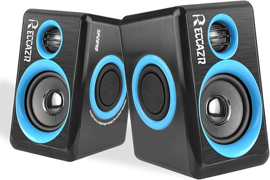 RECCAZR SP2040 Surround Computer Speakers with Deep Bass USB Wired Powered Multimedia Speaker for PC/Laptops/Smart Phone Built-in 4 Loudspeaker Diaphragm(Blue)