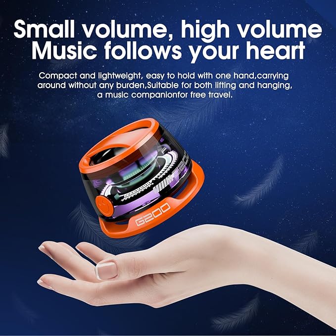 Magnetic Bluetooth Speaker – Mini Portable Speaker with RGB Lights, Phone Holder, Strong Magnet for Metal Surfaces – Small Wireless Speaker for Teens, Travel, Outdoor, Gifts(2 Pack, Orange)