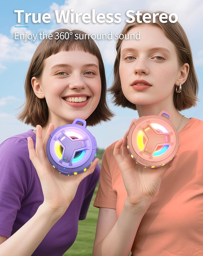 EBODA Bluetooth Shower Speaker, IP67 Waterproof Portable Wireless Small Speakers, Floating, 24H Playtime for Home, Beach, Pool, Kayak, Hiking, Boat Accessories, Gifts for Women, Girls - Purple