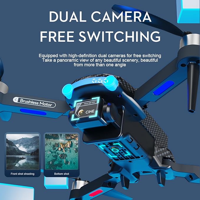 Drone with Camera 8K EIS Anti Shake Camera FPV Drone, RC Quadcopter with Brushless Motor, 50x zoom,360° Obstacle Avoidance, Follow Me, Optical Flow, Headless Mode and 2 Batteries for Adults