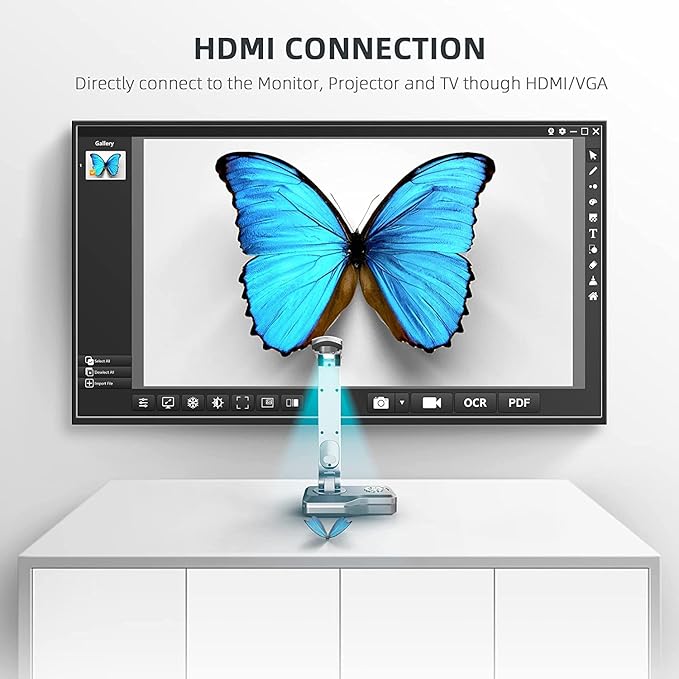 JOYUSING V508 VGA/HDMI/USB 8MP Three Mode Document Camera for Teacher, Auto Focus, LED Light for Real-time Projection, Video Recording, Distance Learning, Works with and Without a Compute