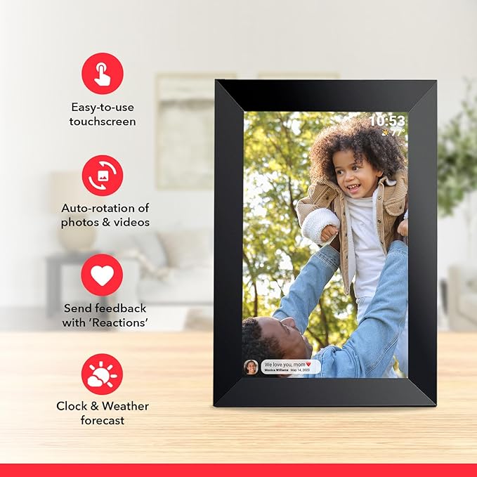 32GB FRAMEO 10.1 Inch Smart WiFi Digital Photo Frame 1280x800 IPS LCD Touch Screen, Auto-Rotate Portrait and Landscape, Built in 32GB Memory, Share Moments Instantly via Frameo App from Anywhere