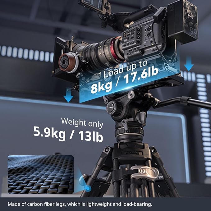 SmallRig AD-120 FreeBlazer Counterbalance Carbon Fiber Video Tripod Kit, 77" Video Tripod with 6-Step Counterbalance, Adjust Step-Less Damping on Pan/Tilt, Dual-Mode QR Plate, Max Load 17.6lbs-4463