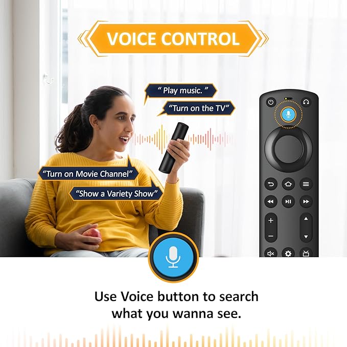 Voice Remote Replacement Compatible with Fire Smart TV Cube/TVs Stick/TV Stick 4K/4K Max,Compatible with Insignia,4-Series Omni Smart TVs