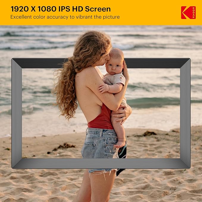 KODAK Digital Picture Frame, 32GB 15.6 Inch WiFi Digital Photo Frame 1920x1080 HD IPS Touch Screen, Auto-Rotate, Share Photos and Videos via KODAK App, Farther's Day for Man