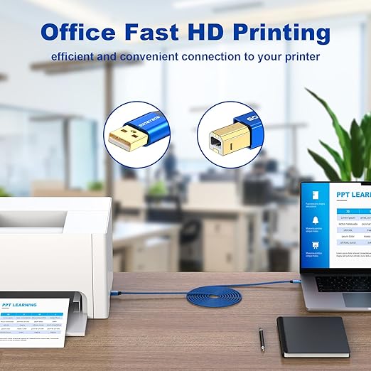 40ft Active USB A to B Cable - High Speed Long Printer USB