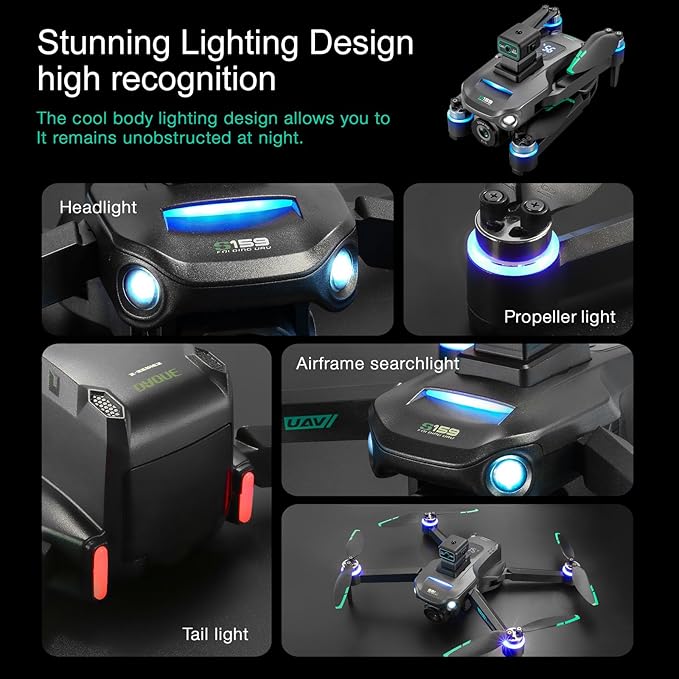 Drone with Camera 4k, GPS HD Drones for Adults, Remote Controller with Screen, Obstacle Avoidance, Brushless Motor FPV, 5G Transmission, 3 Battery, Professional (3 Battery+Black)