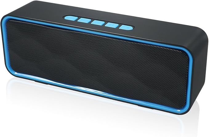 Wireless Bluetooth Speaker with AUX/USB/TF Card Slot, Outdoor Portable Stereo Speaker with HD Audio, Enhanced Bass, Dual-Driver, Handsfree Calling, FM Radio for Travel, Party (Blue)
