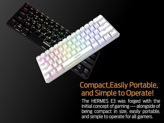 GAMDIAS Hermes E3 RGB Mechanical Gaming Keyboard Blue Switch with 19 Built-in Lighting Effects Certified Optical Switches and N-Key Rollover & Anti-Ghosting Functionality (Hermes E3 White)