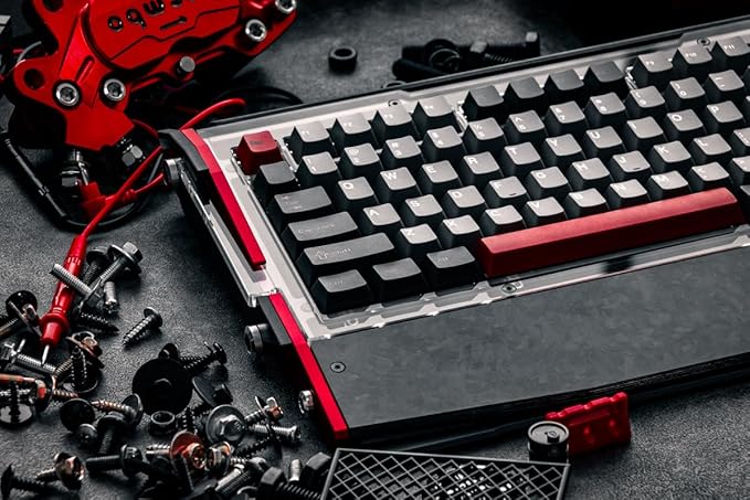 Black Diamond RT Hall Effect Magnetic Gaming Keyboard 75%, 0.04mm Accuracy, 8k Polling Rate, 0.25ms Latency, Leaf Spring Mount Mechanical Feel, Custom Fixed-Wall Magnetic Switch, Shadow Crimson