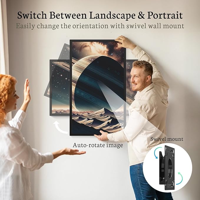 BSIMB 32 Inch Large Digital Picture Frame, Touchscreen 64GB 1920x1080 FHD WiFi Photo Frame Electronic Display Wall Mount Include, Share Pictures/Videos via App/USB/SD, Easy Setup, Gifts for Mom, Black