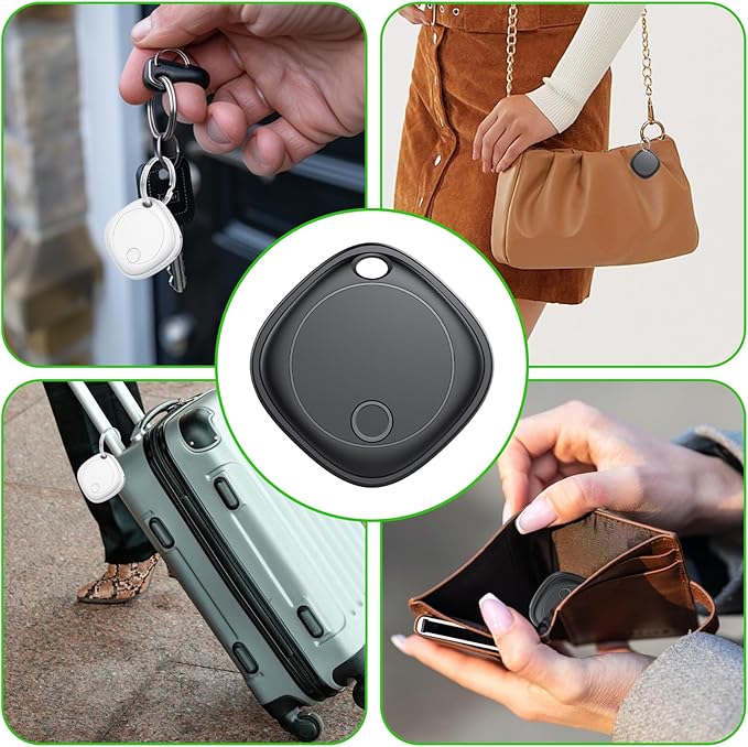 Air Tracker Tags-4 Pack, Bluetooth Tracker Works with Apple Find My APP (iOS Only), Bluetooth Air Tracker Tags Finder and Item Locator for Keys, Bags, Luggage, Pets, Wallet, Replaceable Battery