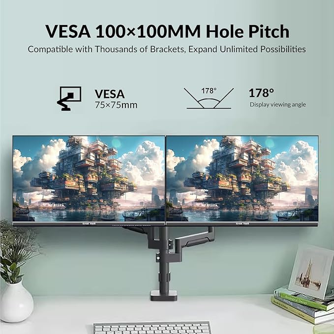 32" 4K UHD Computer Monitor – 3840×2160p, 100% sRGB, 178° Viewing Angle, HDMI & DisplayPort, VESA 100x100mm, Black