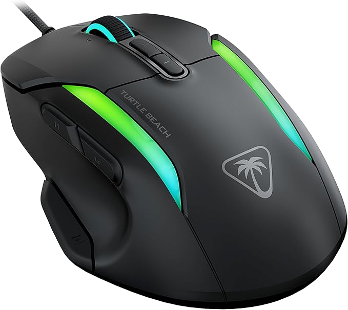 Turtle Beach Kone II – Wired Ergonomic RGB Gaming Mouse, 26K DPI Optical Sensor, 100M Click Life Optical Switches, 23 Customizable Inputs, 4D Scroll Wheel, Pure PTFE Glides - Ash Black