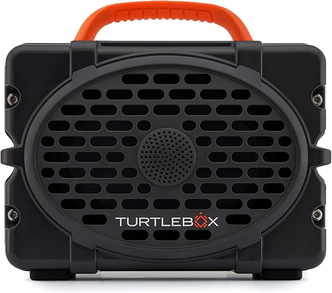 Turtlebox Original Gen 3: Portable Outdoor Bluetooth Speaker – Ultra-Loud (120dB), Waterproof (IP67), Rugged, Impact-Resistant, 3-Day Battery | Party Mode: Unlimited Pairing Stereo, Gray/Blaze Orange