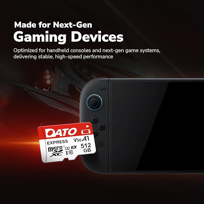 DATO Express 256GB microSDXCEX Memory Card PCIe Gen3x1 NVMe UHS-I C10 U3 V30 A1 4K8K UHD Up to 800/700 MB/s Compatible with Gen Gaming Consoles Witch 2 Action Cameras Drones 360° Cameras