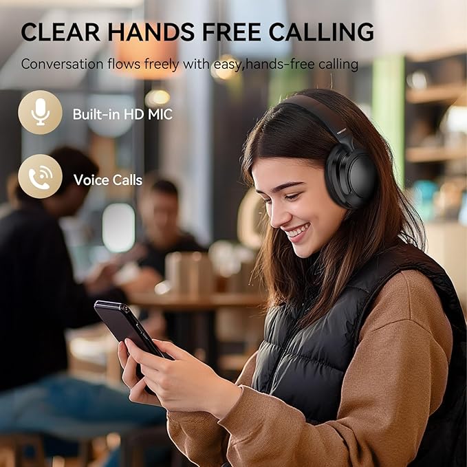 TECKNET Noise Cancelling Headphones Wireless & Wired, 70H Playtime Bluetooth Headphones Wireless Over Ear Built-in Mic, 3.5mm Cable Dual Connection Foldable Headset Comfort for Home Office Travel