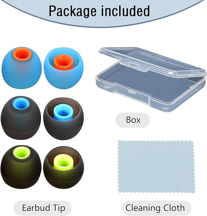 Silicone Replacement Earbud Tips Earbud Covers Ear Tips Fit for in-Ear Headphones (Inner Hole 3.8mm -5.1mm) Earbud Replacement Tips 9 Pairs