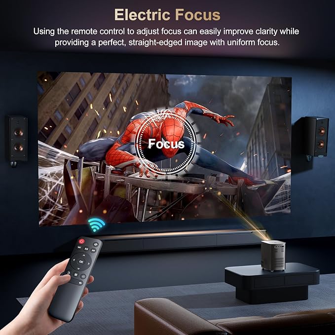 [Electric Focus] Projector with WiFi and Bluetooth, Native 1080P 15,000 Lumens 4K Supported, Agreago Outdoor Movie Projector for Home Theater UP to 300", for iOS/Android/TV Stick/HDMI/USB