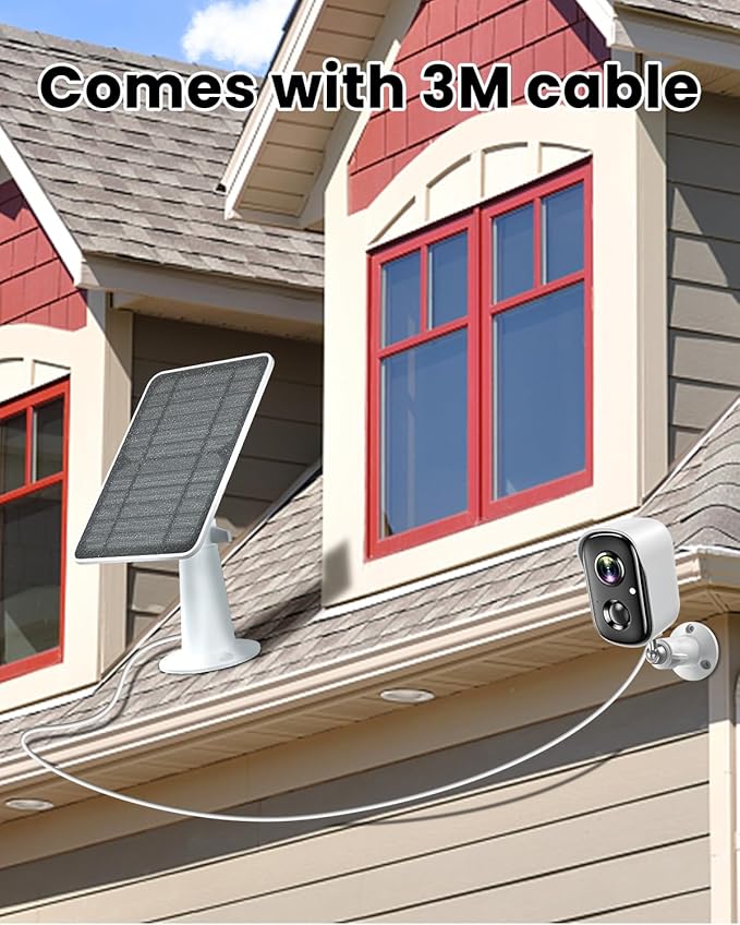 Solar Panel Charger Compatible with Vision Well Battery Powered Wireless Outdoor Security Cameras, 5W Solar Panels Charging with IP65 Waterproof 10ft USB-C Cable & Secure Wall Mount, 2 Pack