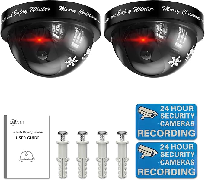 WALI Santa Cam, Santa Camera Ornament with Realistic Red Flashing Light, Fake Dummy Security Cameras Motivate Kids and Prevent Grinch Mischief, Perfect Christmas Decor Indoor & Outdoor-2 Packs