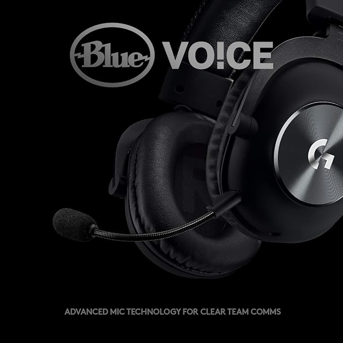 Logitech G Pro X Wired Gaming Headset: Blue VO!CE Detachable Boom Mic, DTS 7.1, 50 mm Drivers, USB/3.5mm Aux, Spare Memory Foam Ear Pads, USB DAC & Bag Included - Black