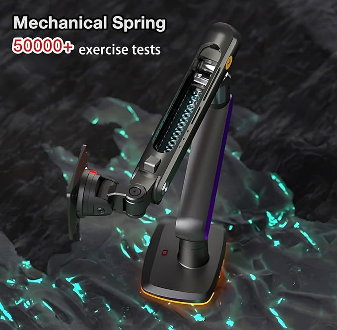 Designer Gaming Monitor Arm for 32 to 60 Inches Screen, Load up to 20 kg, VESA 75/100, RGB-Light, Heavy Duty, Multi Angle Adjustable, Premium Aluminum, Long Arm Extension Purple Blue