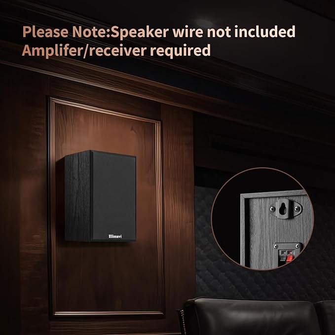 30W*2 Passive Bookshelf Speakers for Record Players and Home Theater Systems, Midrange and High-Frequency Stereo Speakers, Indoor Rear Surround Speakers, Requires a Receiver or Amplifier,Black