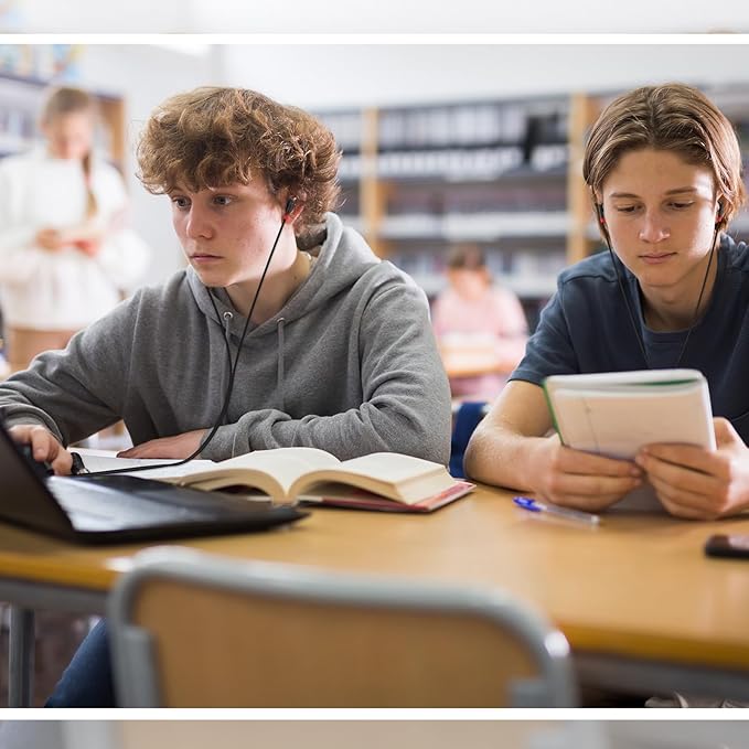 Kanayu 100 Pack Wired Earbuds Bulk for Classroom Ear Headphones Wired Basic Student Earbuds No Microphone with 3.5mm Jack for Kids Class Laptop School Library, Individually Bagged(Red)