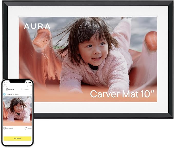 Aura Digital Picture Frame - 10.1" HD Mat Display | Wirecutter's Best Digital Frame for Gifting - Send Photos Directly from Your Phone from Anywhere | Quick & Easy Setup Over WiFi - Free App | Black