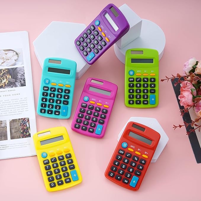 20 Pack Pocket Calculator,Mini Calculators,Pocket Size Basic Calculators,Solar Battery Dual Power Desktop Calculators,8 Digit Display Basic Calculator for Students Kids Home Office(Multicolor)