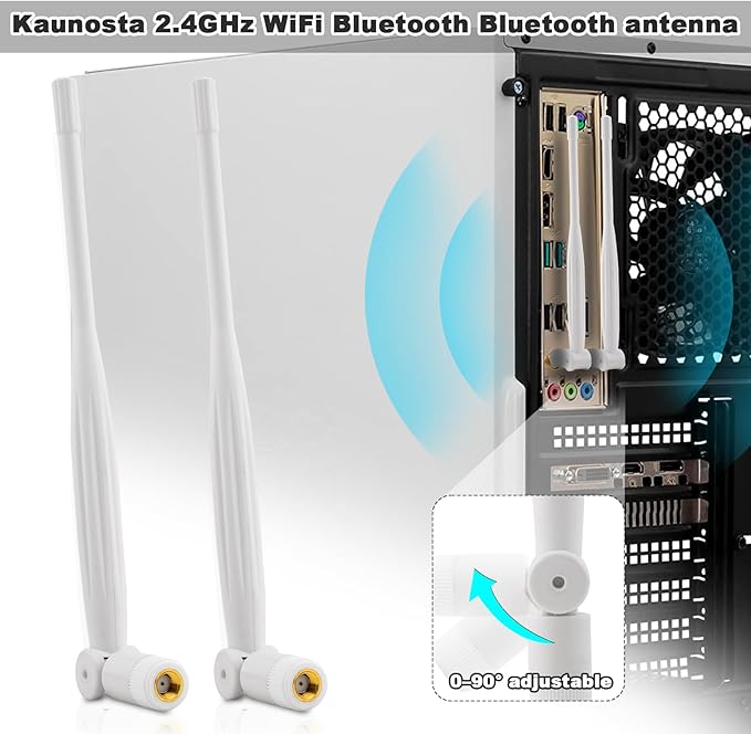 WiFi Security Camera Replacement Antenna Kit 4PCS, 2 x 2.4GHz 3dBi RP-SMA Male Foldable Antenna + 2 x 17CM/6.7" U.FL/IPEX to RP-SMA Female Extension for Reolink Eco Birdfy Wireless Camera, Kaunosta