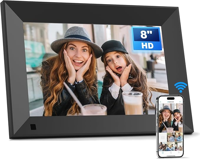 8 inch Digital Picture Frame, 1280x800 HD IPS WiFi Digital Photo Frame, 16GB Storage, Instantly Share Photo/Video via Apps/Email, USB/Mirco SD, Black